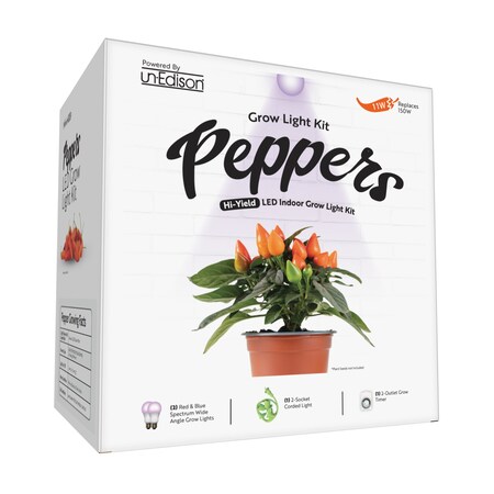 Miracle Led Unedison 2-Socket Red&Blue Spectrum 11W Replace 150W Wide Angle Indoor Pepper Grow Light Kit 802023